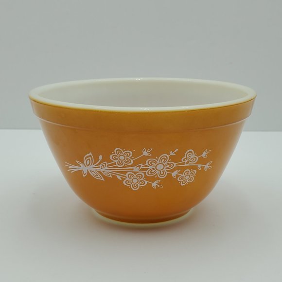 Pyrex Butterfly Gold 401 Mixing Nesting Serving Bowl 1.5 Pint 750 ml Dark Gold - Picture 1 of 7